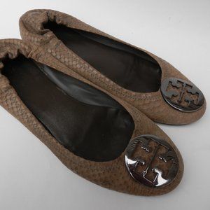 TORY BURCH Women's Leather Ballet Shoes Loafers Logo Size 9